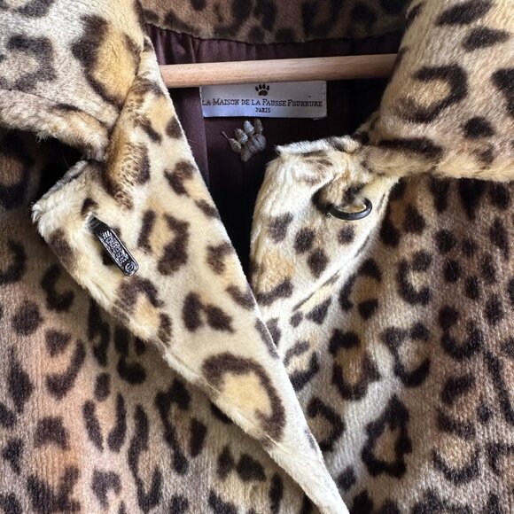 La Maison De La Fausse Fourrure Paris Leopard Print Coat – Size L - Picture 2 of 11